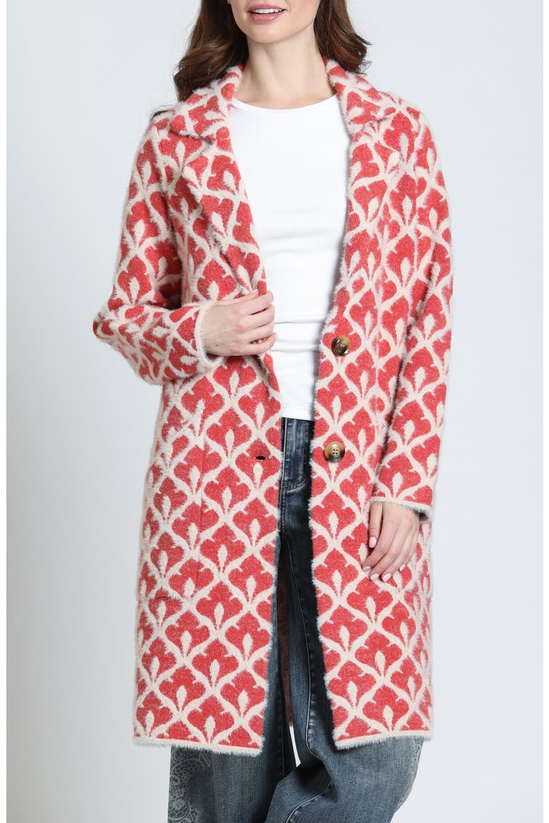 Fleur-de-Lis Long Cardigan, Main, color, TERRACOTTA/CREAM