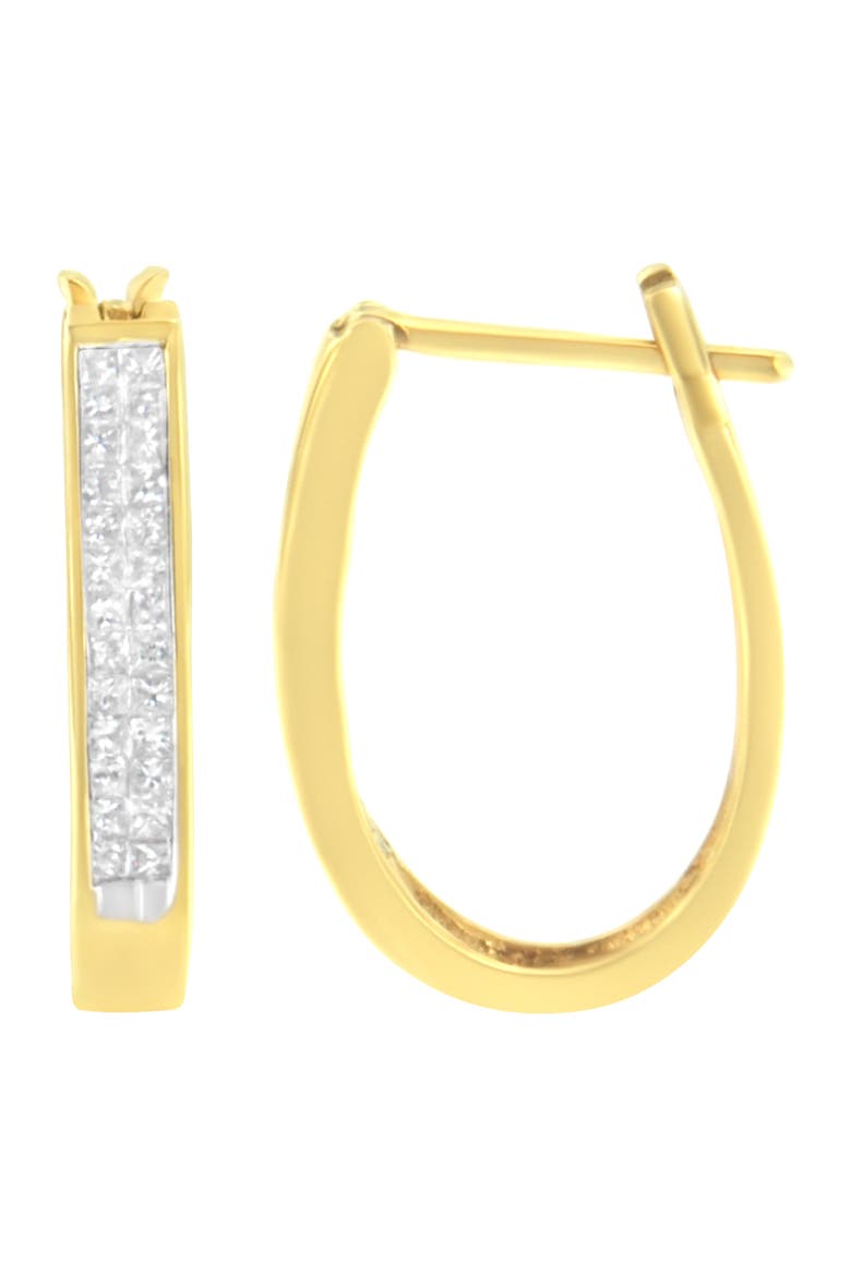10K Yellow Gold 1/2 Ct Invisible Princess Hoop Earrings, Alternate, color, Yellow