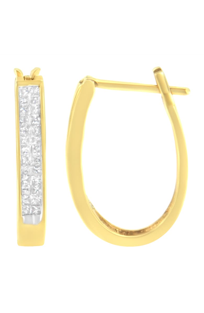 Haus of Brilliance 10K Yellow Gold 1/2 Ct Invisible Princess Hoop Earrings, Alternate, color, Yellow
