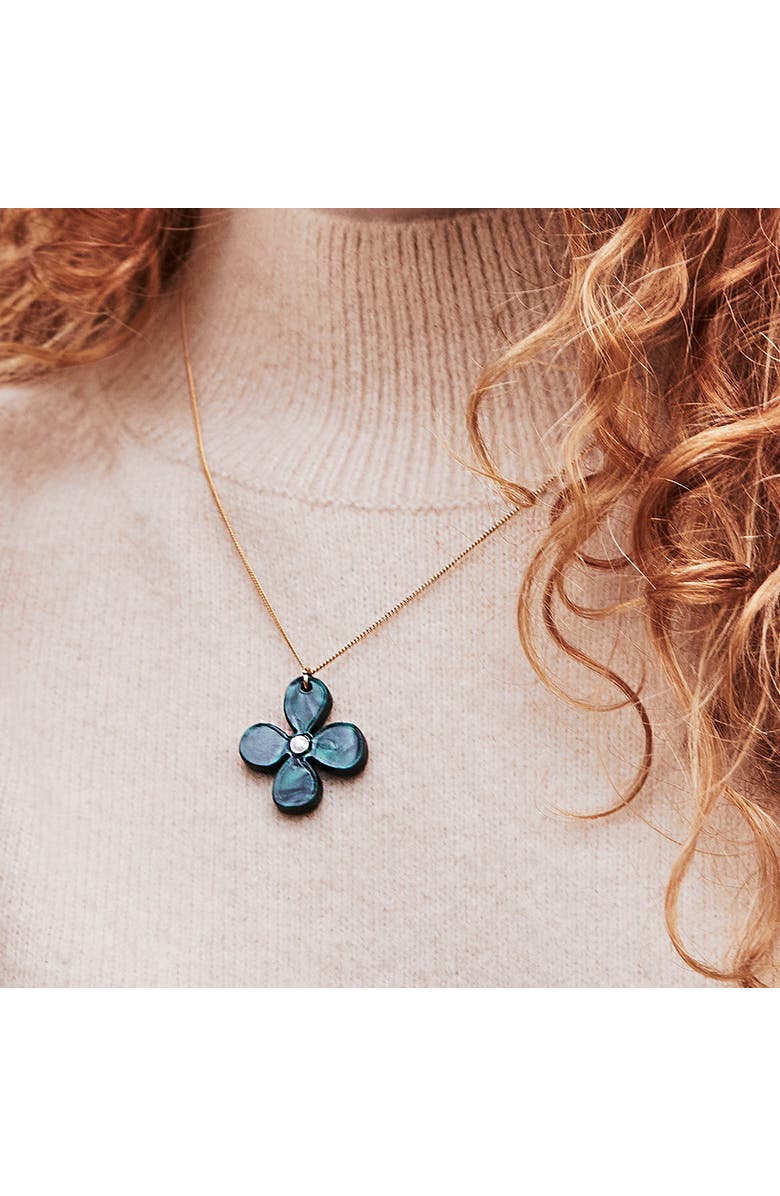 Toolally Daisy Pendant Necklace - Emerald Pearl, Alternate, color, Emerald Pearl