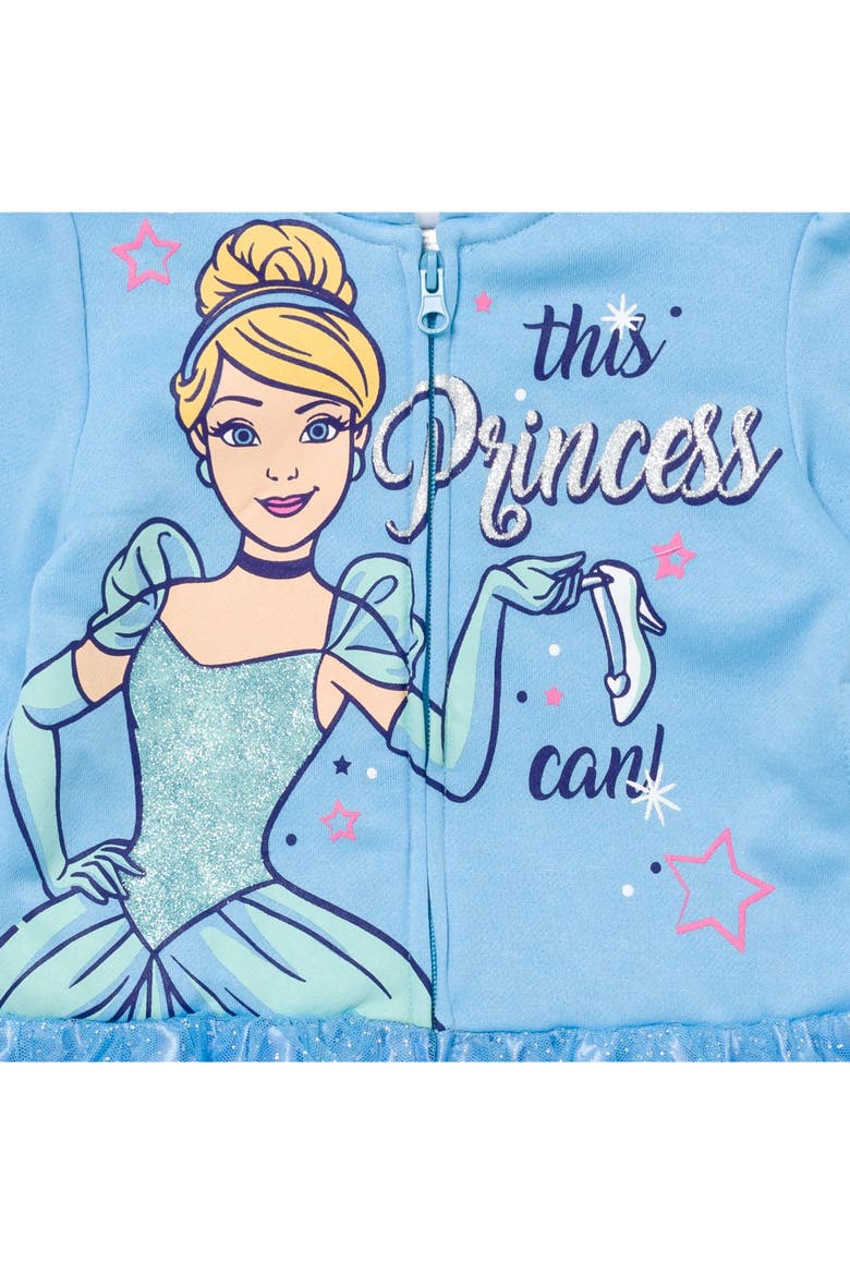 Princess Zip-Up Hooded Sweatshirt, Alternate, color, Cinderella Light Blue