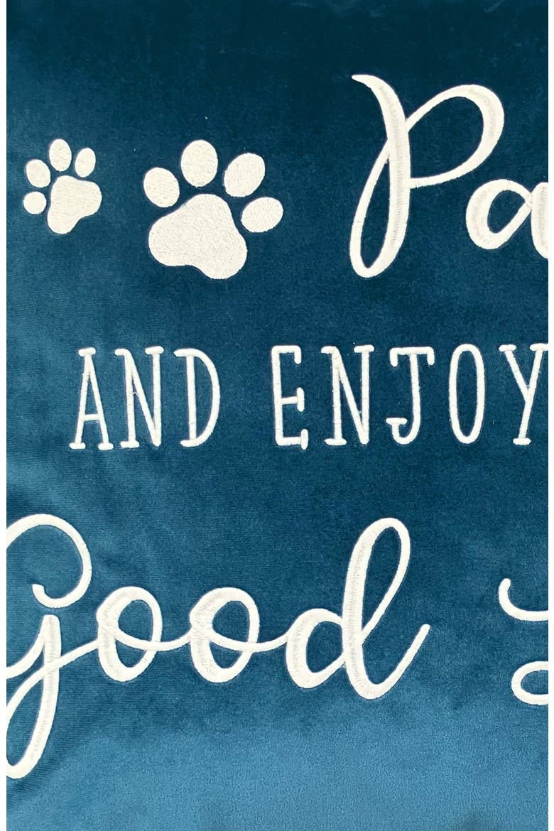 Paws & Enjoy the Good Life Embroidered Accent Pillow, Alternate, color, BLUE
