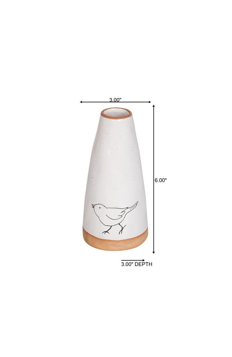 Transpac Ceramic Vase with Bird Print for Spring Home Decor Decorative Vases, Alternate, color, White