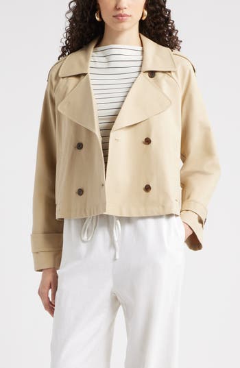 Nordstrom Crop Stretch Cotton Trench Coat