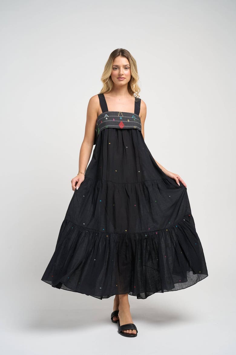 Isabella Jamdani Dress, Alternate, color, Black
