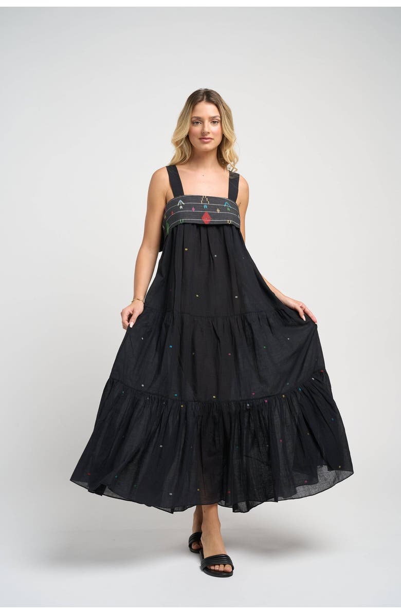 GUADALUPE DESIGN Isabella Jamdani Dress, Alternate, color, Black