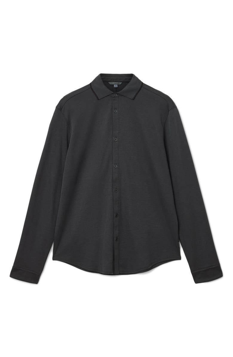 John Varvatos Drewce Bird's Eye Button-Up Shirt, Alternate, color, Charcoal