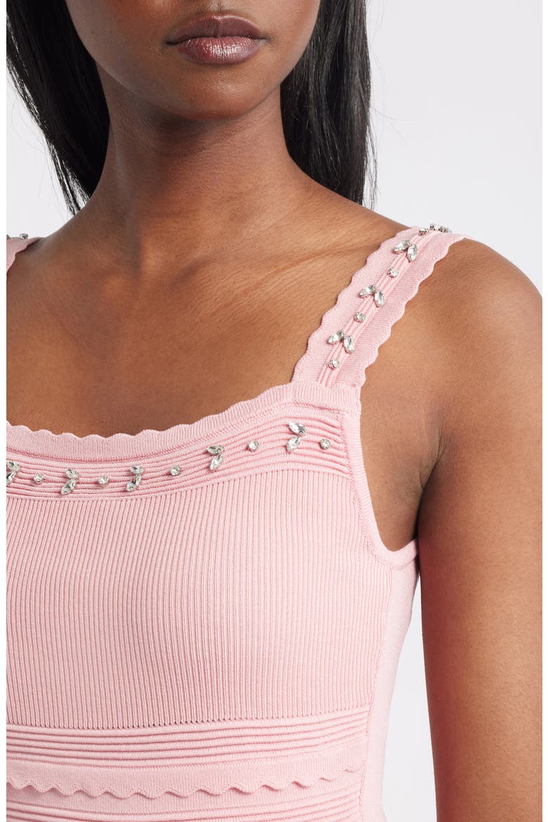 Embellished Fit & Flare Dress, Alternate, color, PINK