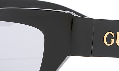 Gucci 55mm Rectangular Sunglasses In Black Black Silver