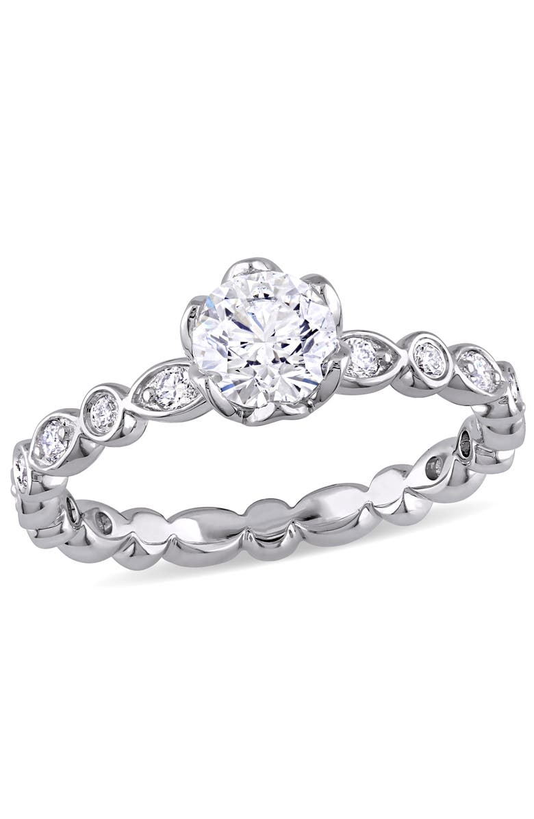 Julianna B. Diamond Raised Scalloped Engagement Ring 14k, Main, color, 14K White Gold