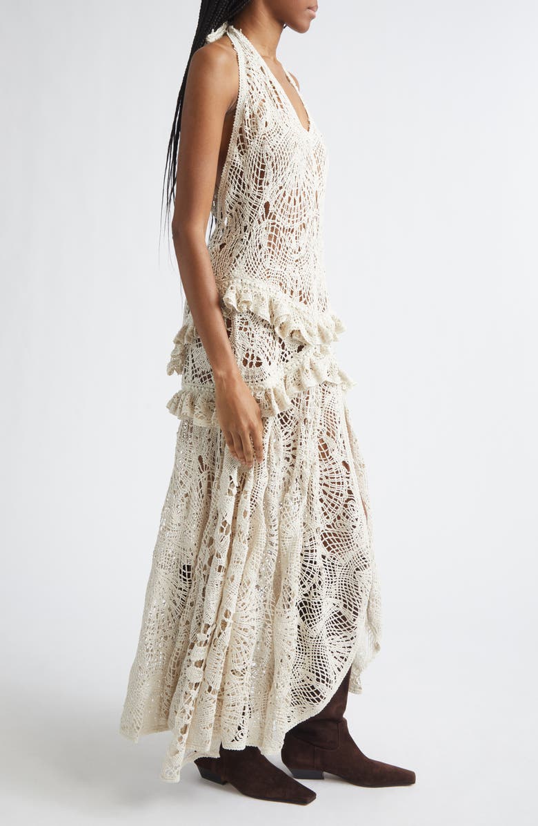 Siedrés Elvira Lace Halter Cover-Up Dress, Alternate, color, Ecru