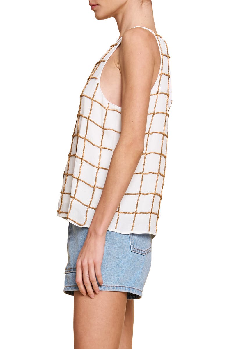 CIEBON Kelly Beaded Grid Tank, Alternate, color, Cream