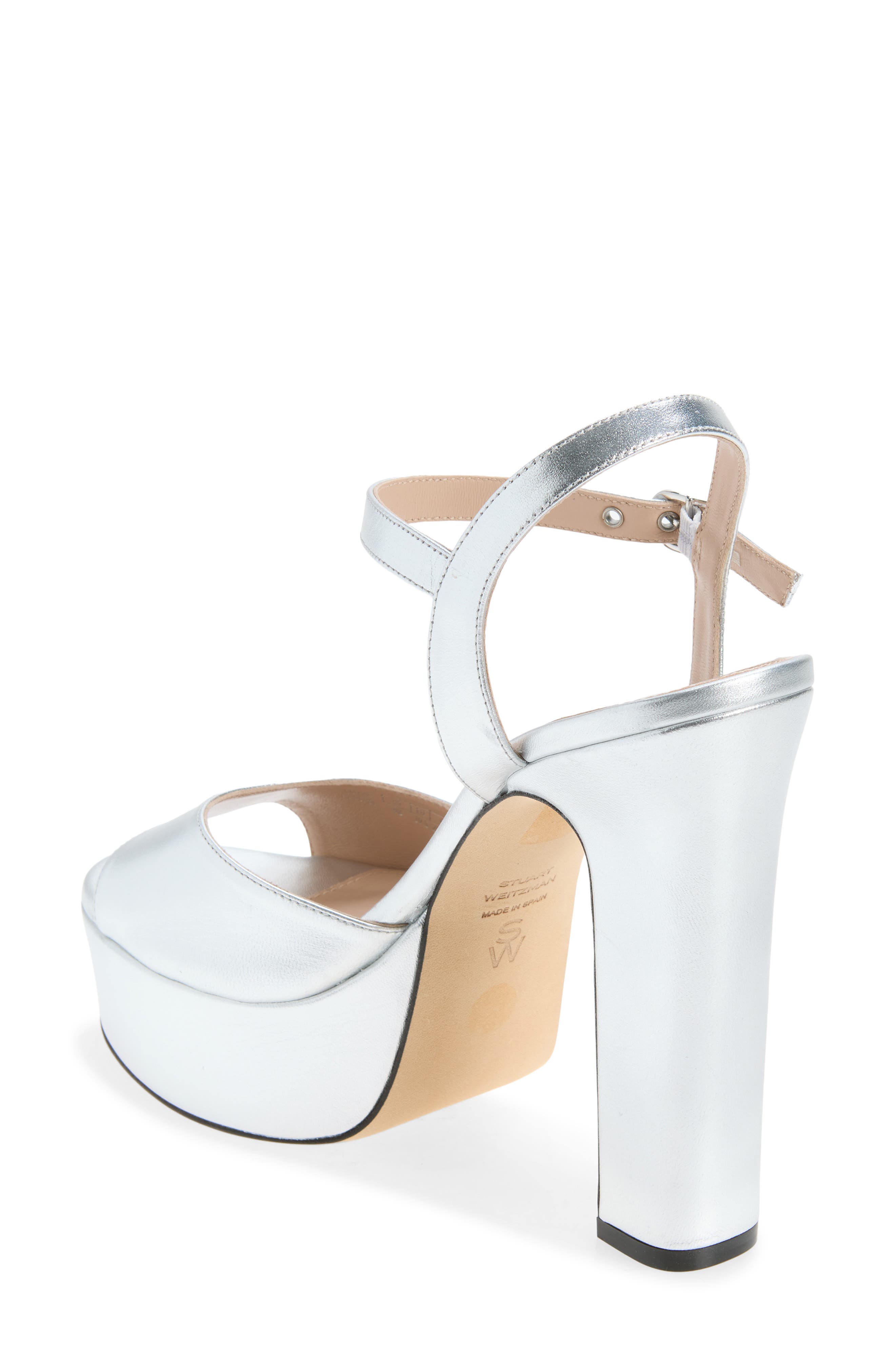 Stuart Weitzman Reade Platform Sandal, Alternate, color, Silver