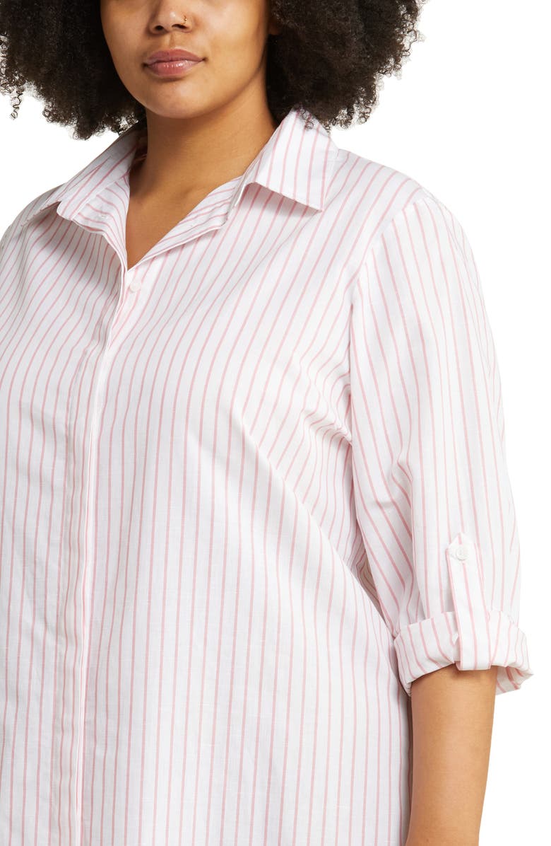 HARSHMAN Willow Stripe Long Sleeve Cotton & Linen Shirtdress, Alternate, color, 