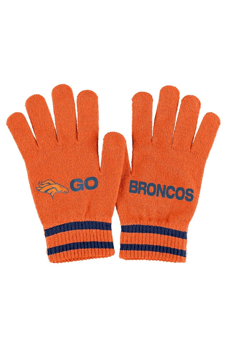 WEAR by Erin Andrews Women's WEAR by Erin Andrews Orange Denver Broncos Double Jacquard Cuffed Knit Hat with Pom and Gloves Set, Alternate, color, Orange