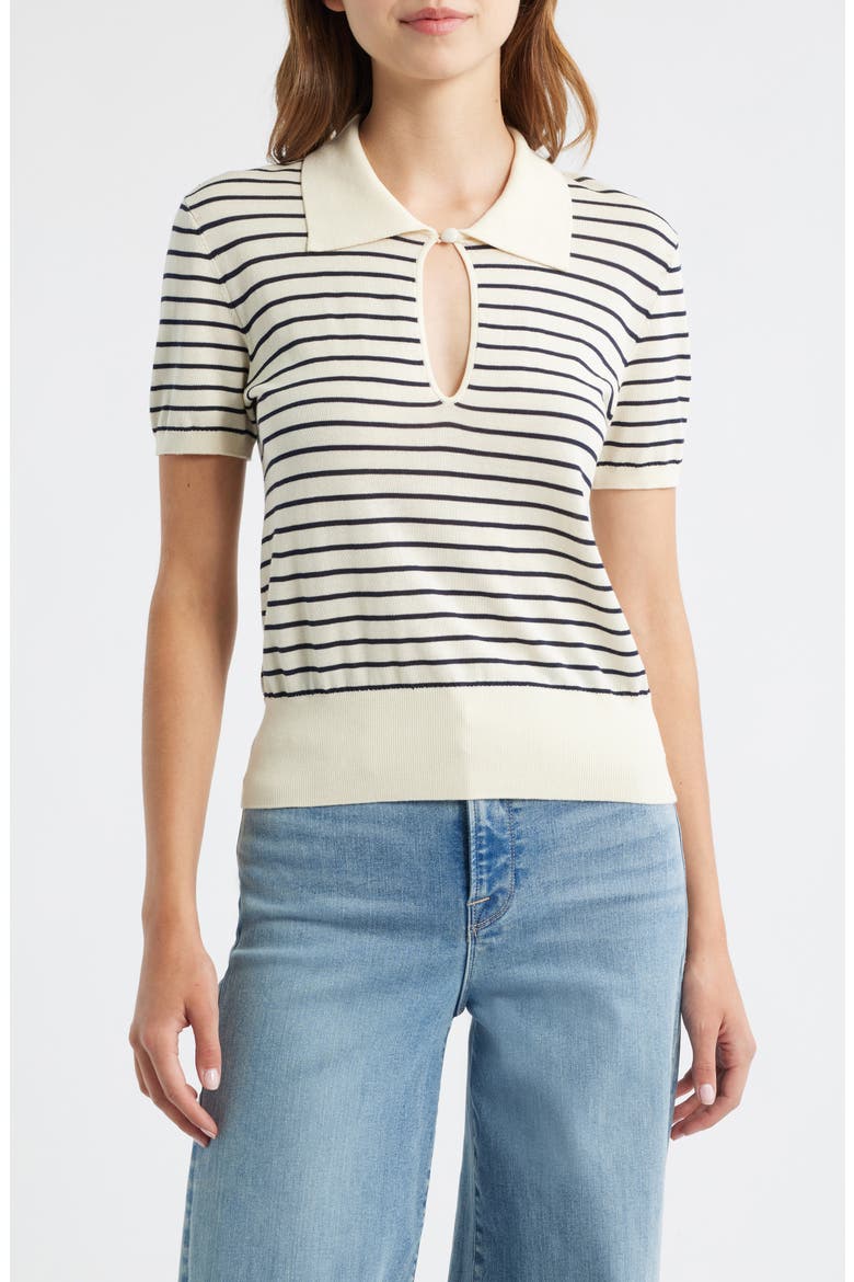 The Keyhole Stripe Polo, Main, color, CREAM MULTI