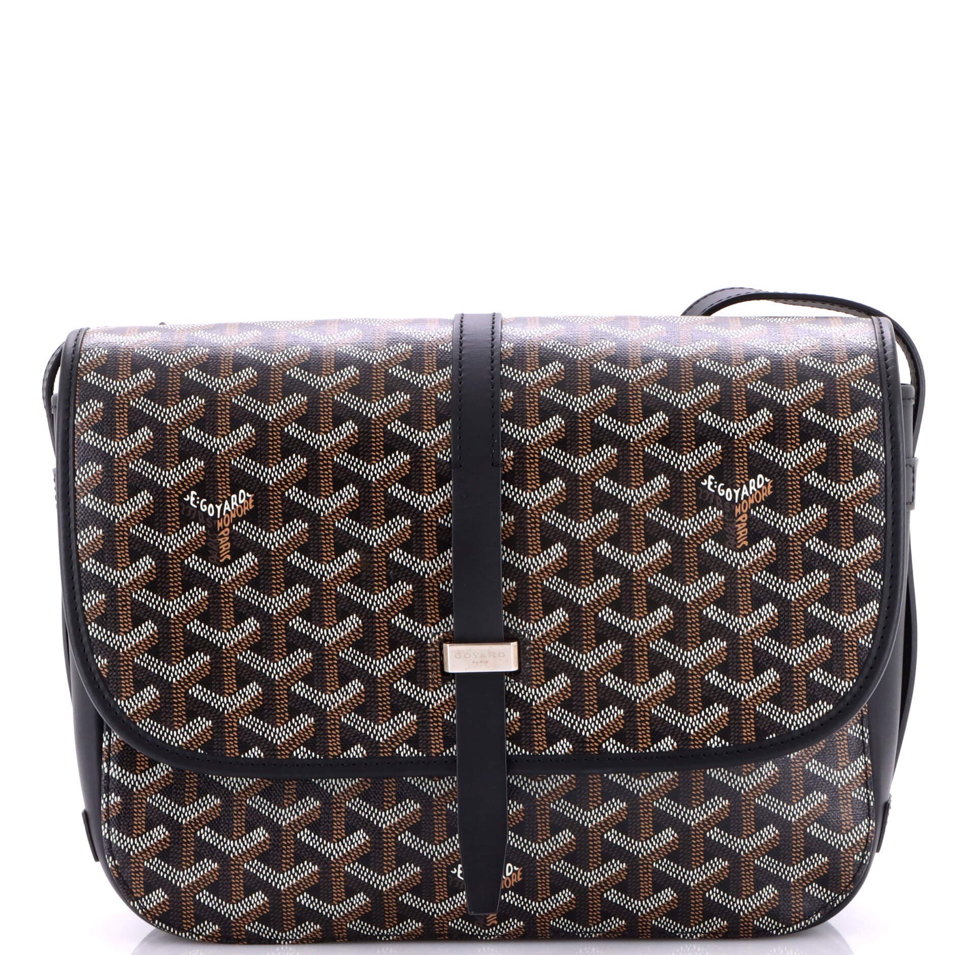 Pre-Owned Goyard Belvedere II Messenger Bag Coated Canvas MM, Main, color, Black