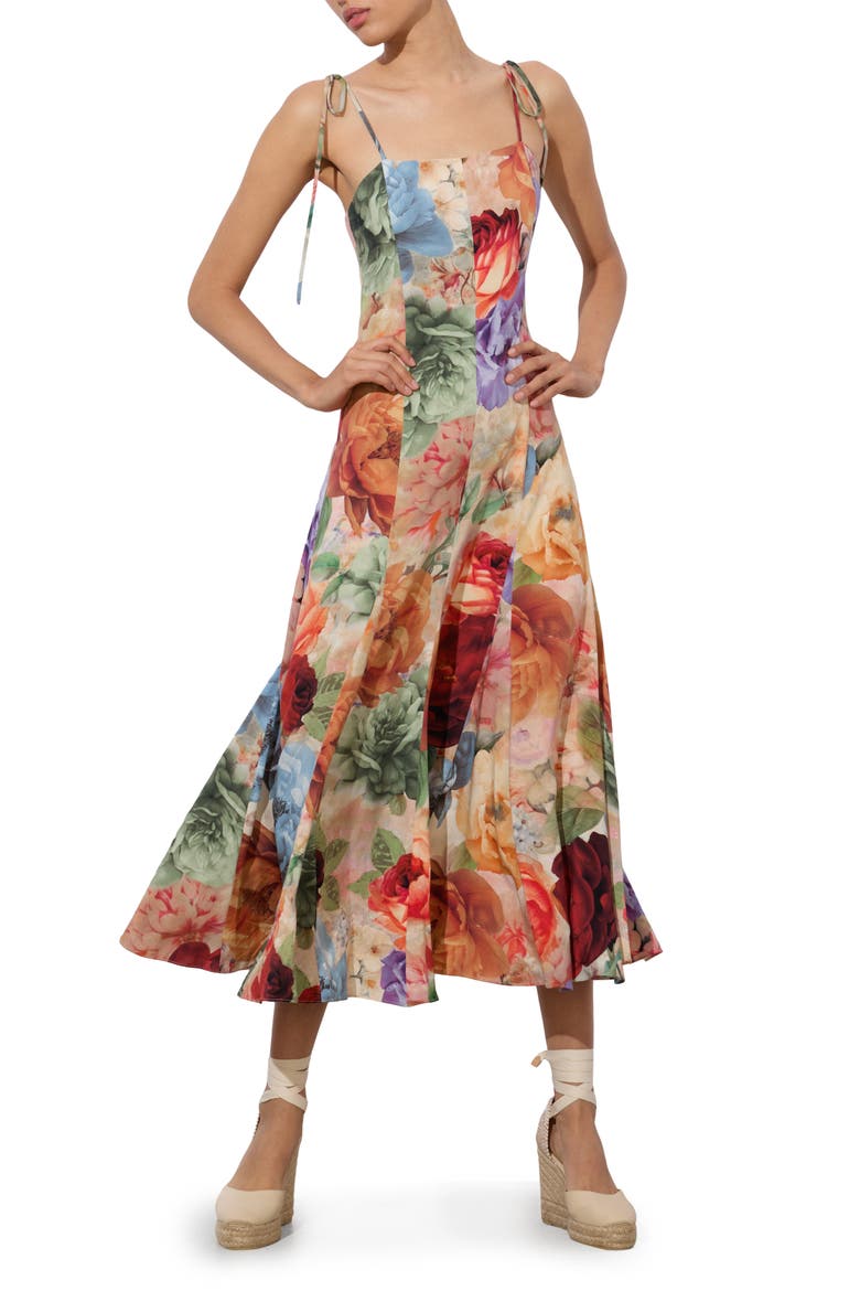 Jeanette Floral Panel Dress, Main, color, STORM FLORAL