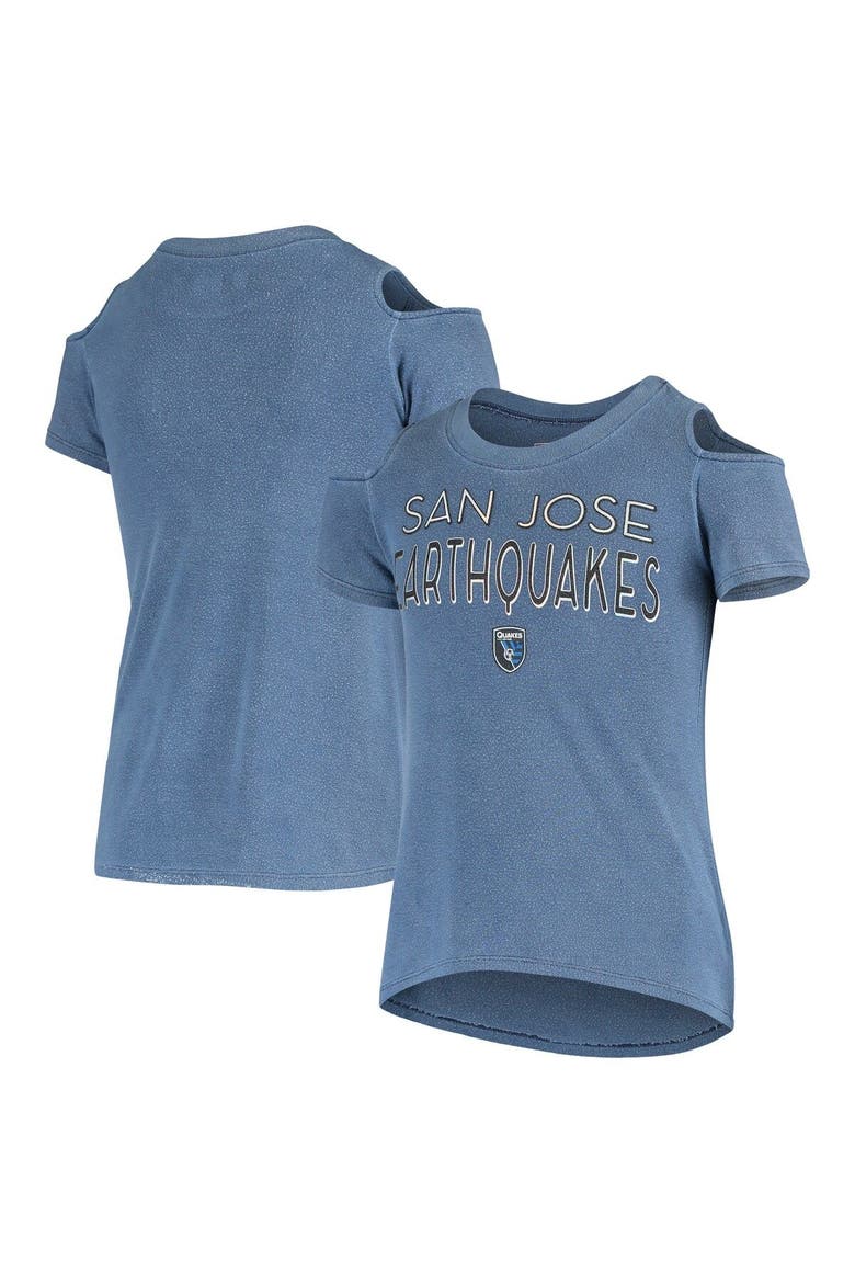 Girls Youth 5th & Ocean by New Era Blue San Jose Earthquakes Cold Shoulder T-Shirt, Main, color, Blue