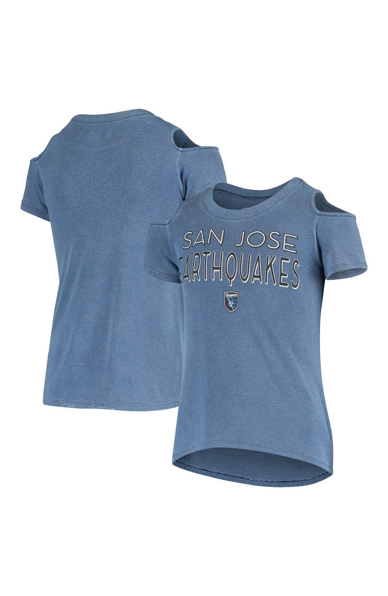 5TH AND OCEAN BY NEW ERA Girls Youth 5th & Ocean by New Era Blue San Jose Earthquakes Cold Shoulder T-Shirt, Main, color, Blue