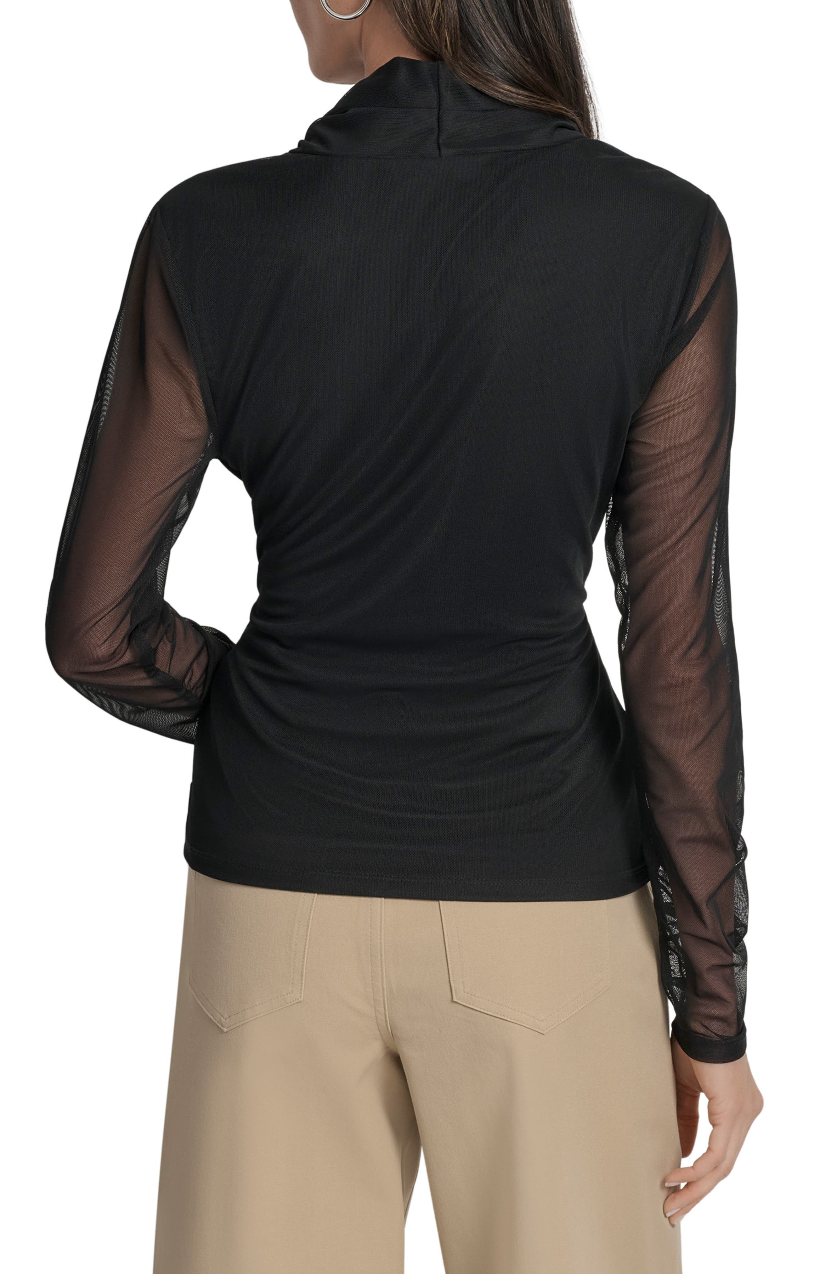V-Neck Mesh Sleeve Top - image 2