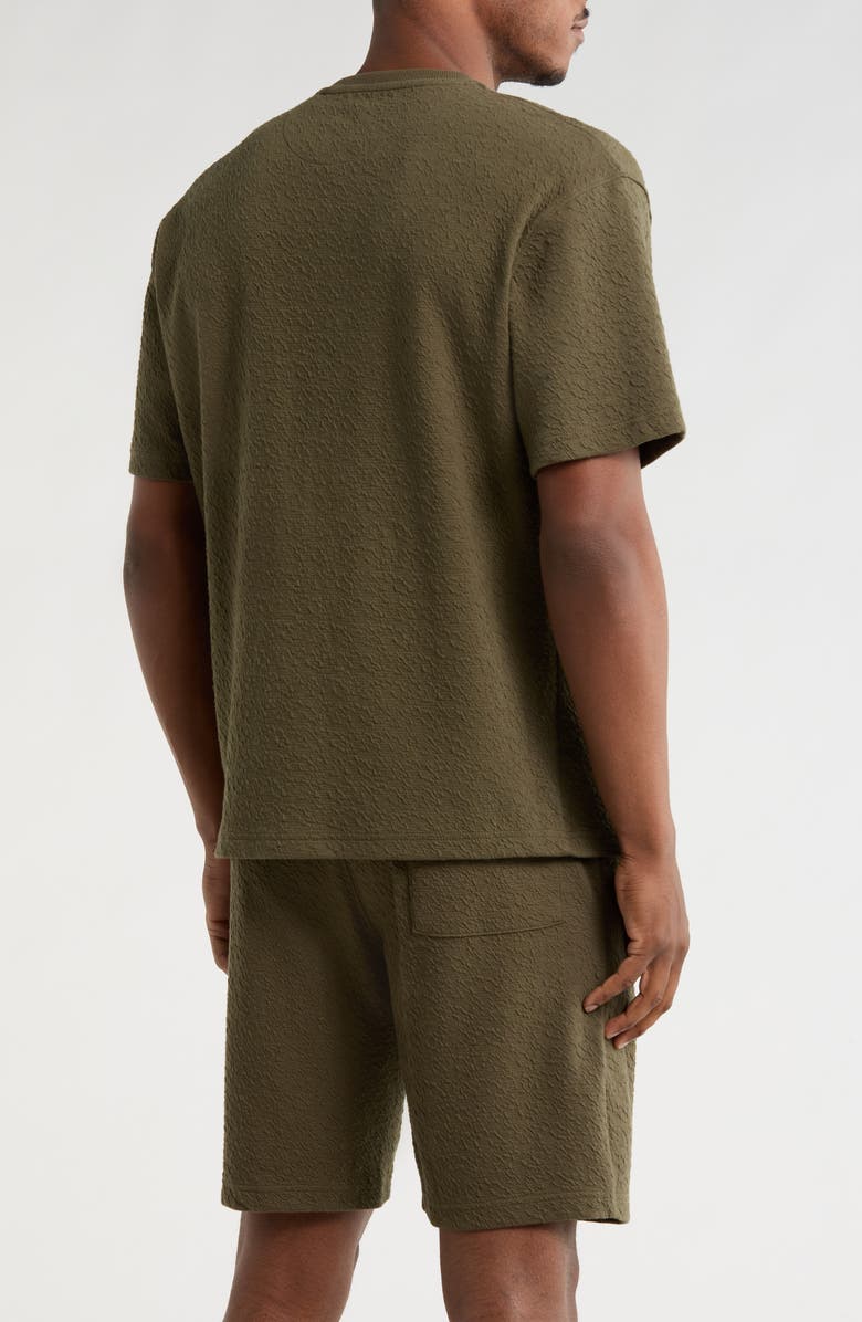 DENIM AND FLOWER Textured Knit T-Shirt & Shorts Set, Alternate, color, Olive