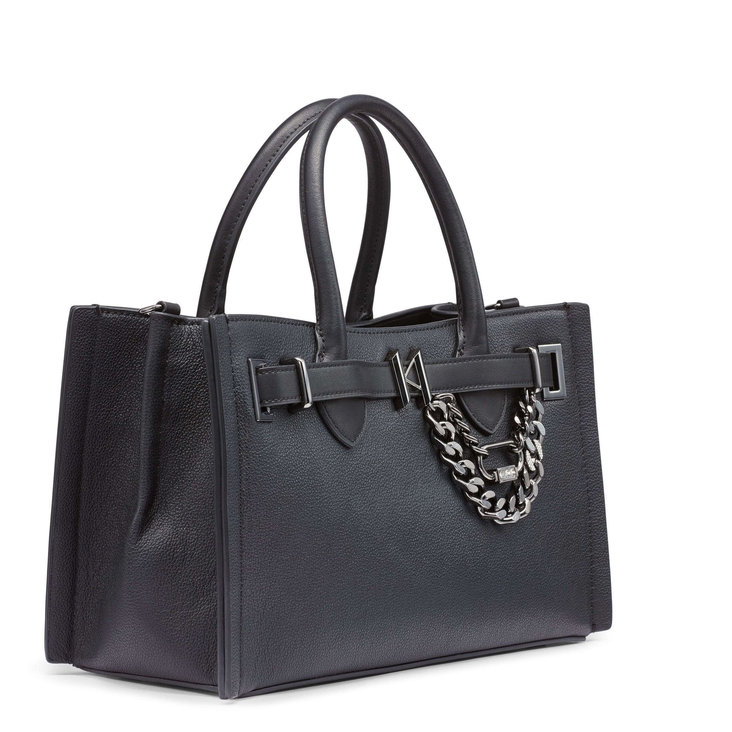 KARL LAGERFELD PARIS Cerise Satchel, Alternate, color, Black/Gunmetal