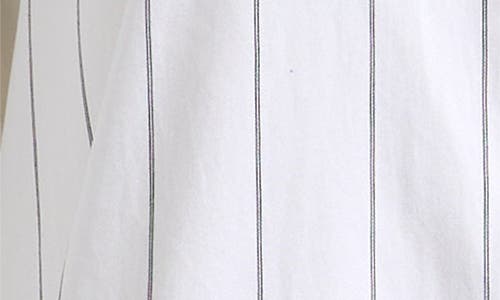 Madewell Pinstripe Poplin Bubble Hem Mini Shirtdress In Slim Double Stripe White