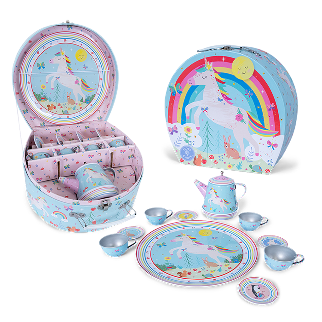 Floss & Rock 11pc Musical Tin Tea Set in case in Rainbow Fairy  product