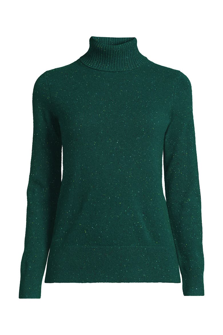 Cashmere Turtleneck Sweater, Alternate, color, Bright Evergreen Donegal