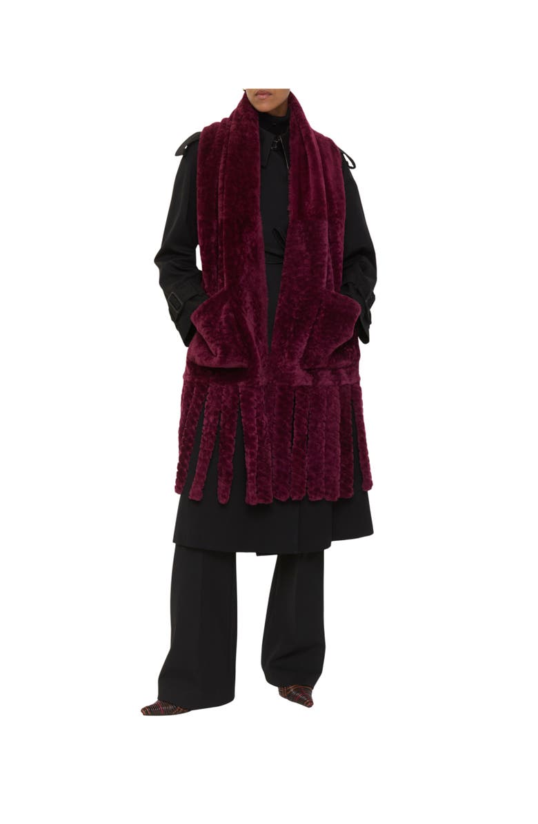 Burberry Shearling Scarf, Alternate, color, Ruby Red