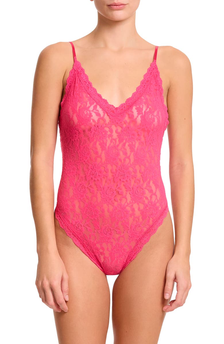 Hanky Panky Signature Lace Thong Bodysuit, Main, color, Un-Beet-Able Pink