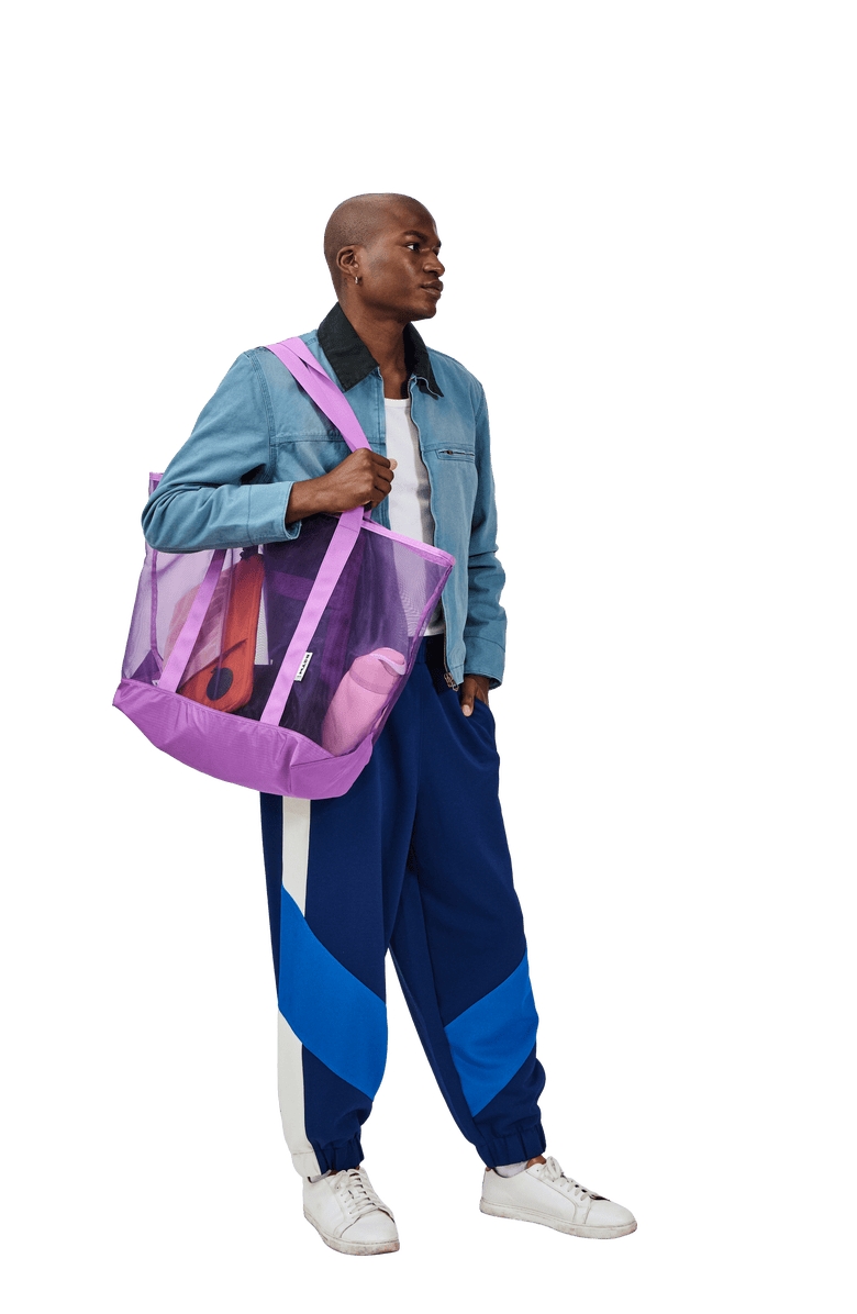 Baboon to the Moon Mesh Tote, Alternate, color, Electric Purple
