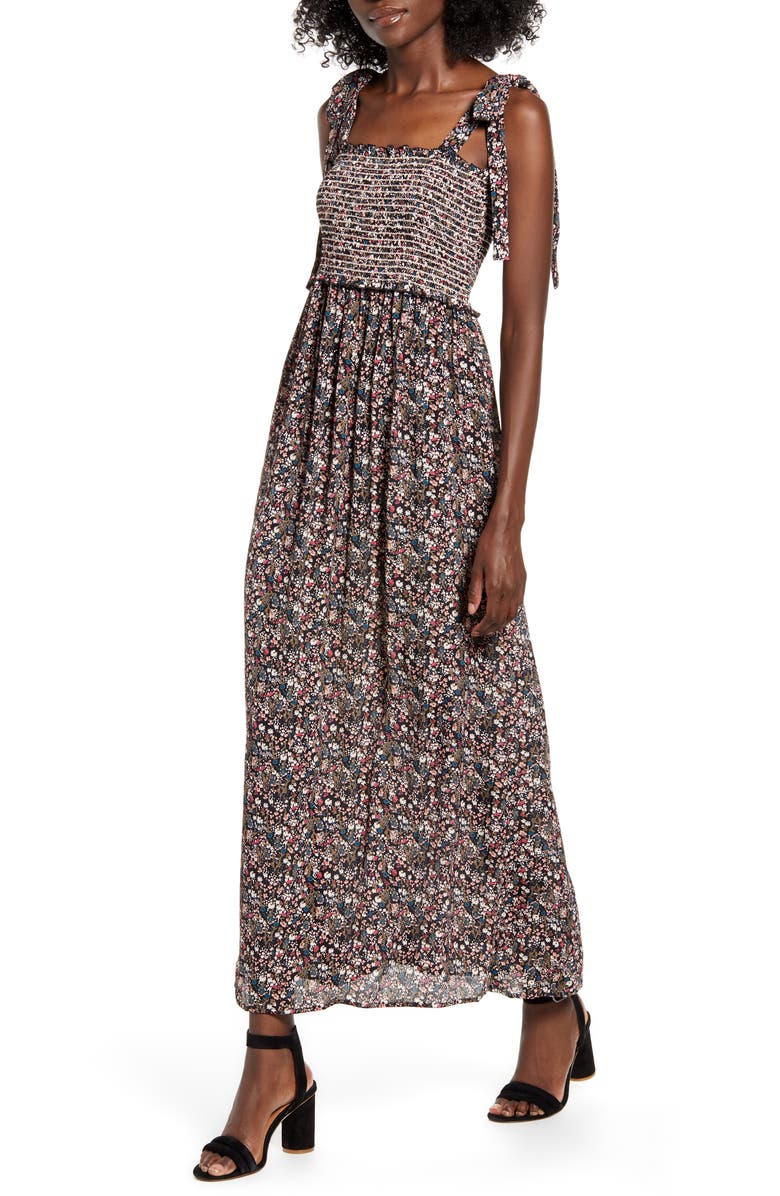 Angie Floral Smocked Maxi Dress, Main, color, 