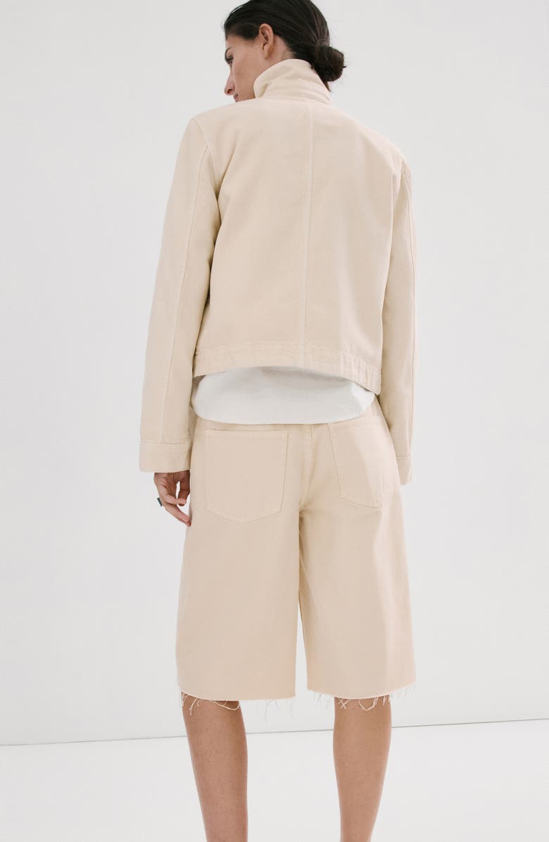 MANGO Denim Bermuda Shorts, Alternate, color, Vanilla
