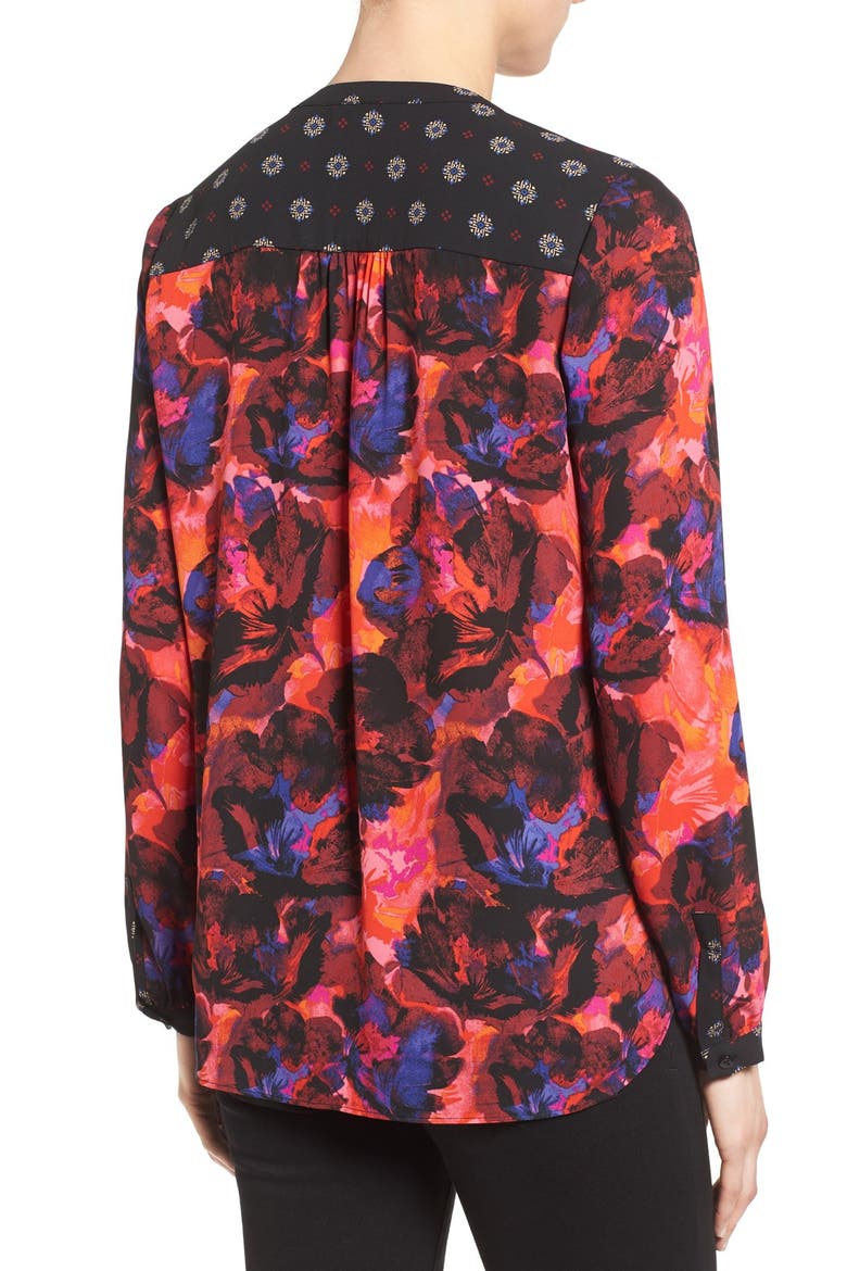 Long Sleeve Mix Print Blouse, Alternate, color, CARMINE PROMISE