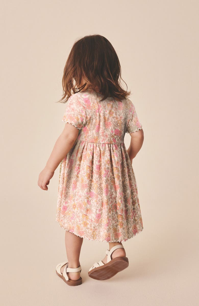 NEXT Kids' Ditsy Floral Print Rib Dress, Alternate, color, Pink