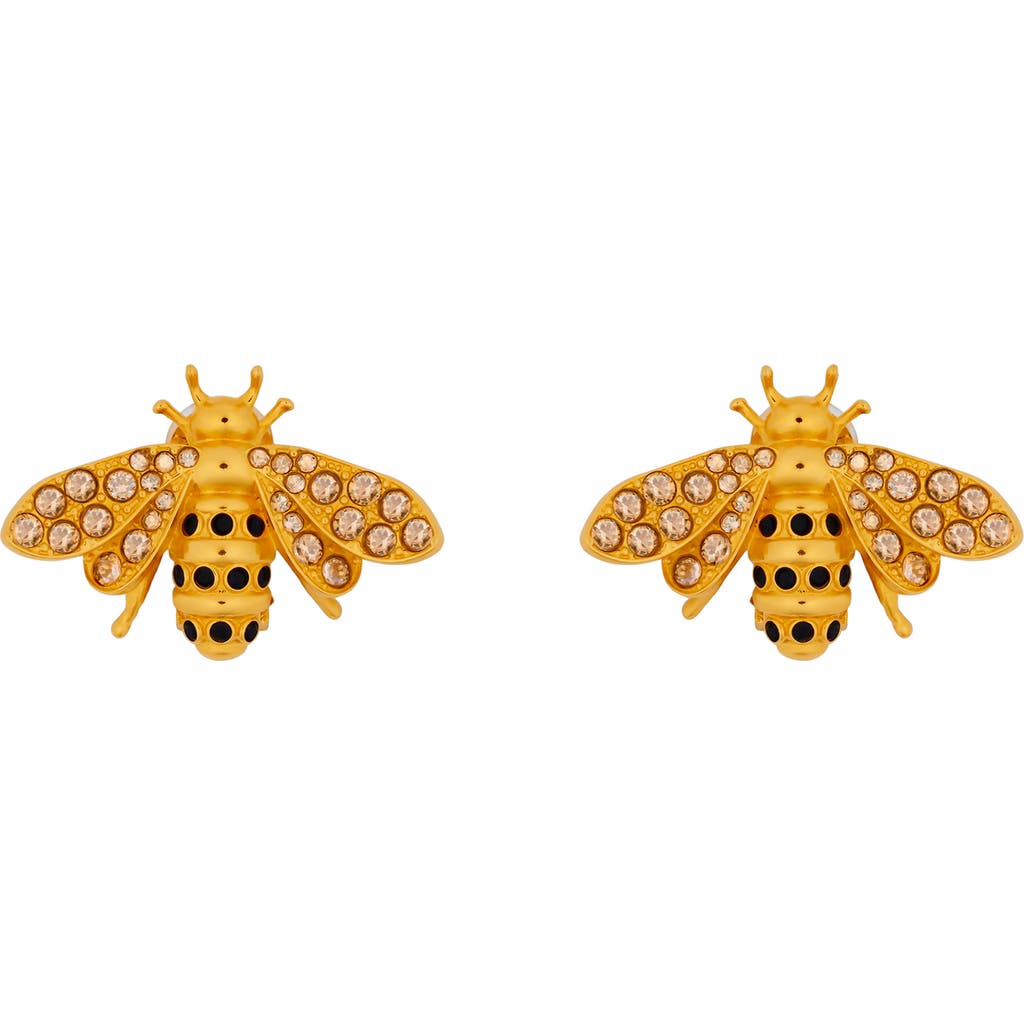 Oscar De La Renta Bee Stud Earirngs In Brown