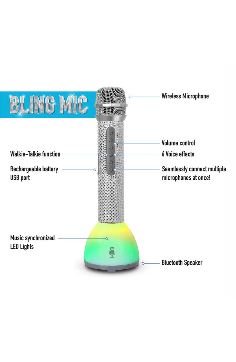 Singing Machine Bling Duets Wireless Walkie-Talkie Microphone, Alternate, color, Grey
