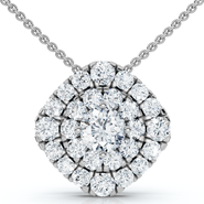 Bliss Diamond 2Ct Diamond (1ct center) Cushion Pendant Necklace Lab Grown 3/4"