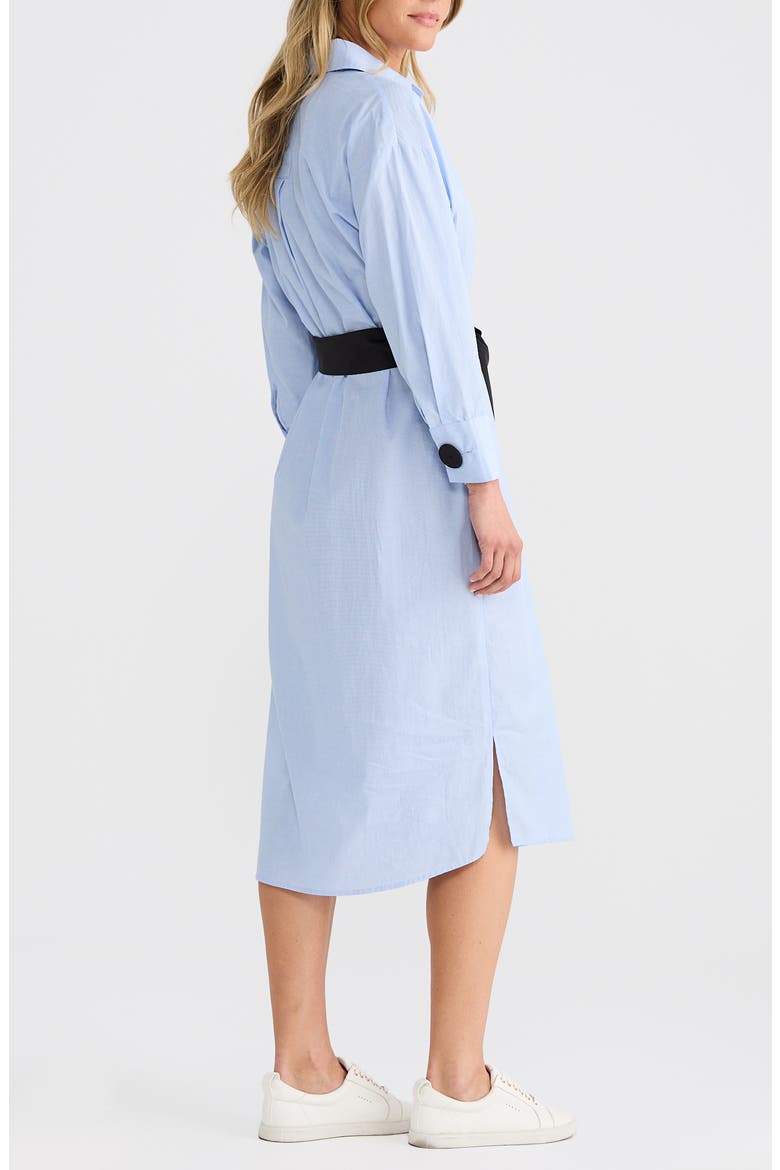 Coventry Tie Waist Long Sleeve Shirtdress, Alternate, color, BLUE