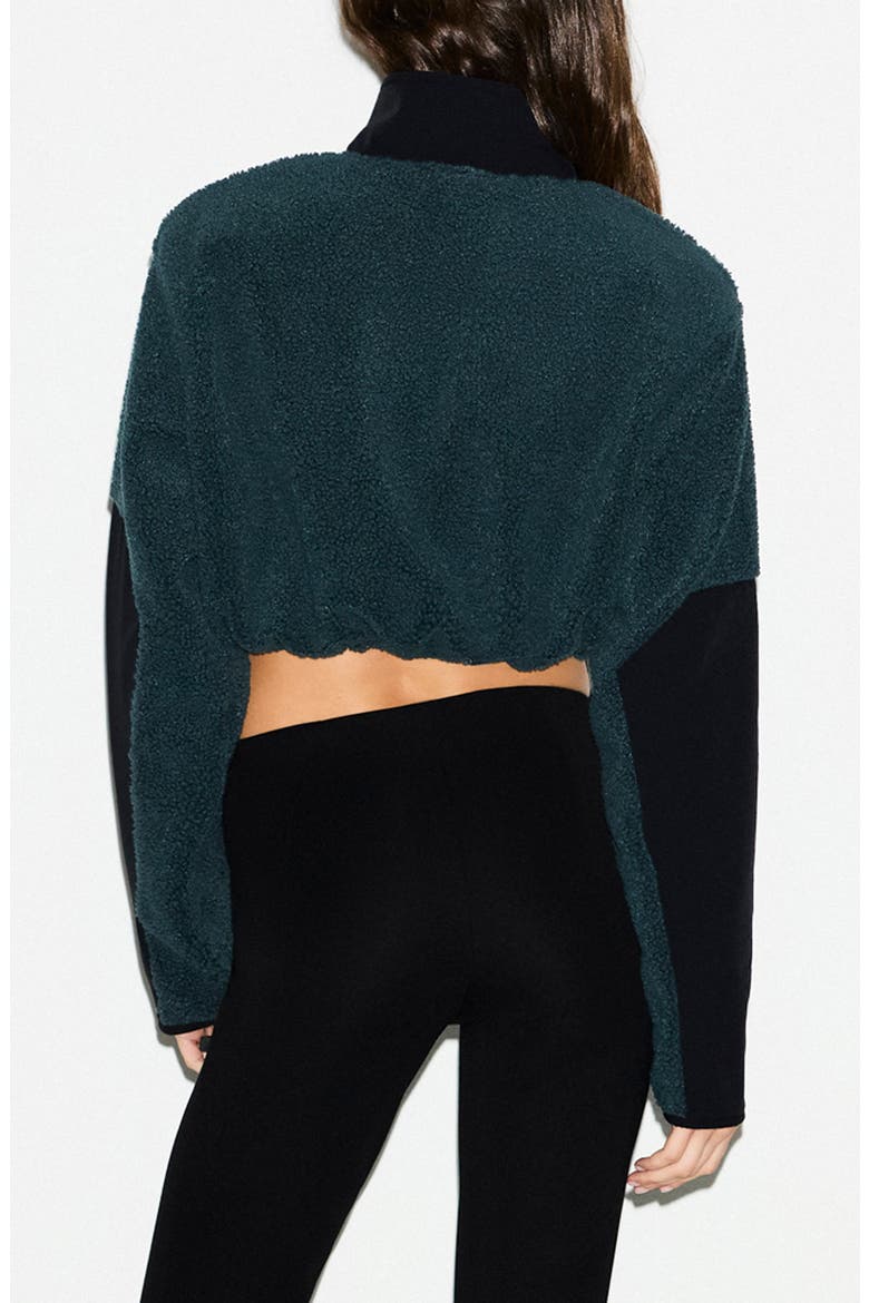 Faux Shearling Crop Jacket, Alternate, color, DARK TEAL