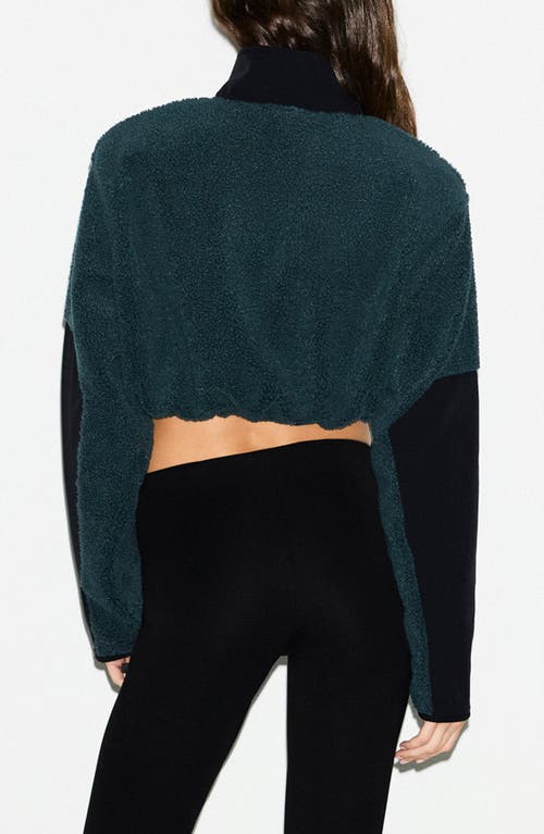 Skims Faux Shearling Crop Jacket In Blue