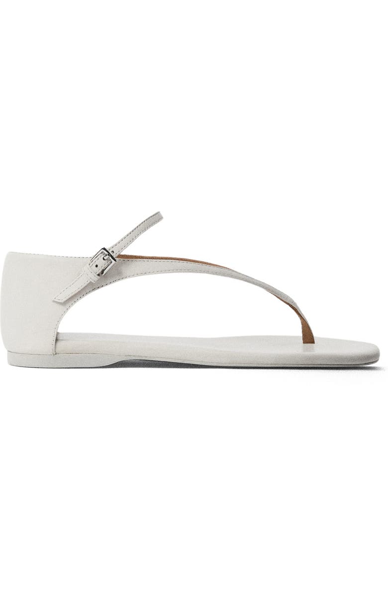 MANGO Leather Strap Sandal, Alternate, color, White