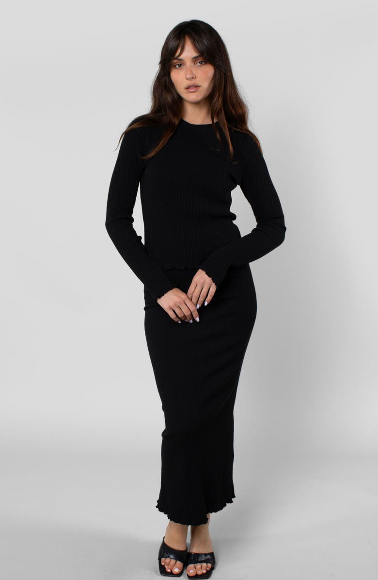 LEISURE LAB Cotton Rib Long Sleeve, Alternate, color, Black