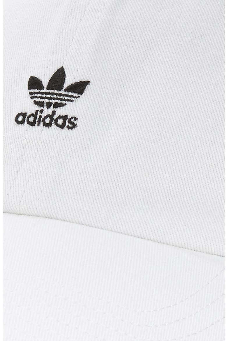 Mini Trefoil Relaxed Strap Back Hat, Alternate, color, WHITE/ BLACK