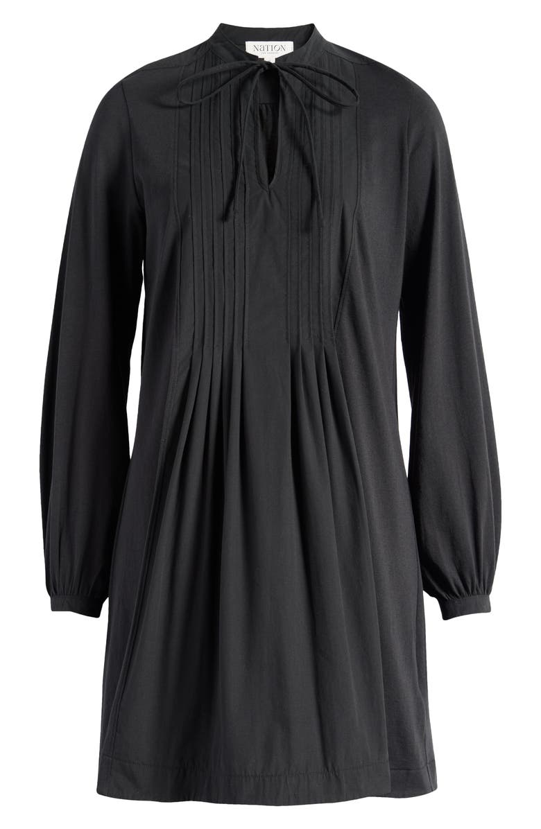 Nation LTD Ariana Pintuck Long Sleeve Organic Cotton Dress, Alternate, color, Jet Black