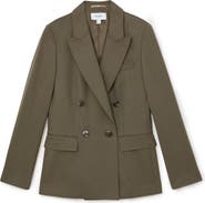 Reiss Solene Double Breasted Wool Blend Blazer