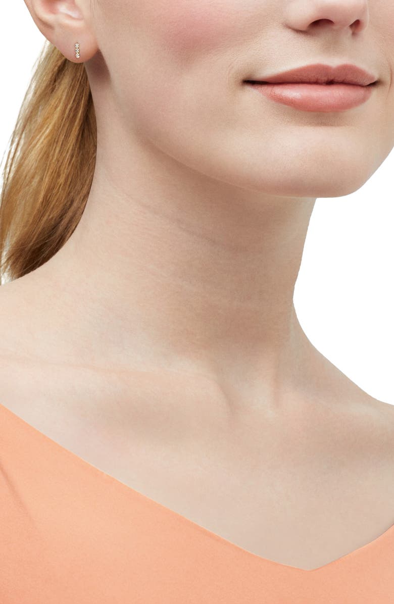 Frankie & Zoe Bezel Trio Diamond Stud Earrings, Alternate, color, Yellow Gold