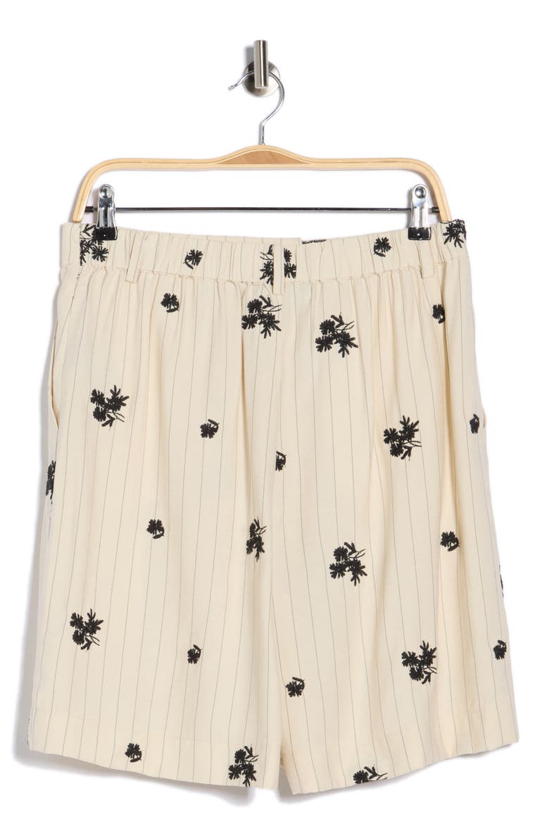 Floral Embroidered Pinstripe Shorts, Alternate, color, IVORY STRIPE